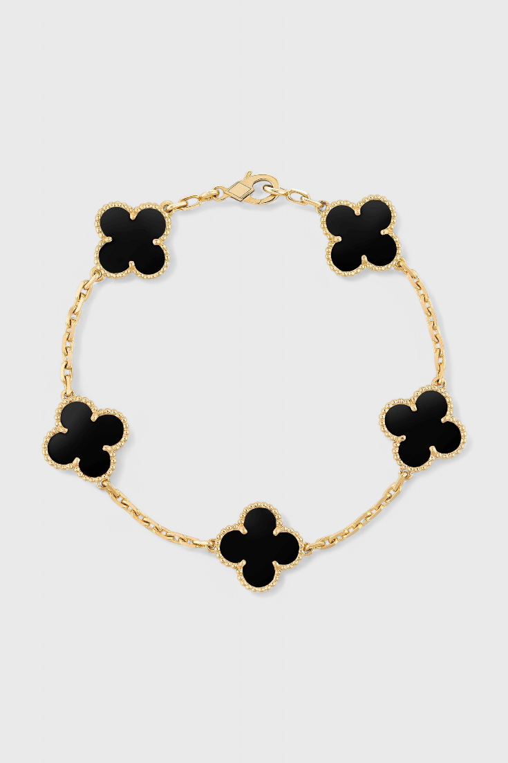 Gold Plated Shamrock and Elegance Motif Bracelet