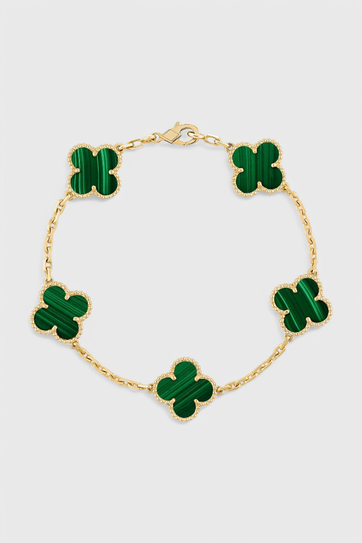 Gold Plated Shamrock and Elegance Motif Bracelet