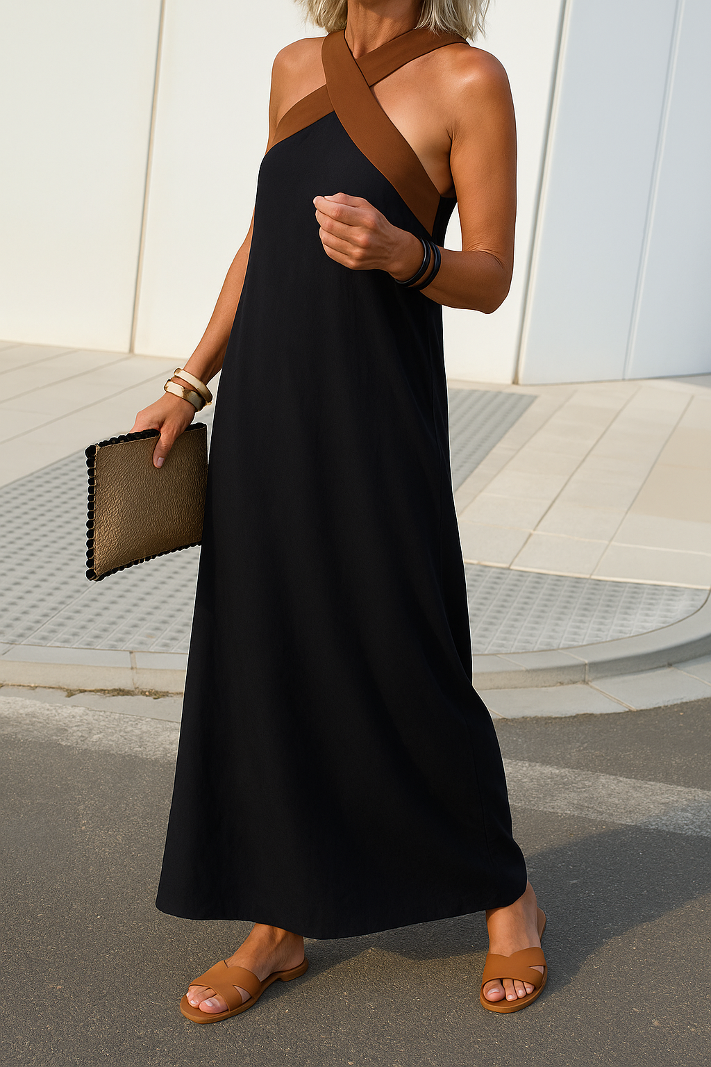Nomi - Elegant Dress with Crossed Neckline