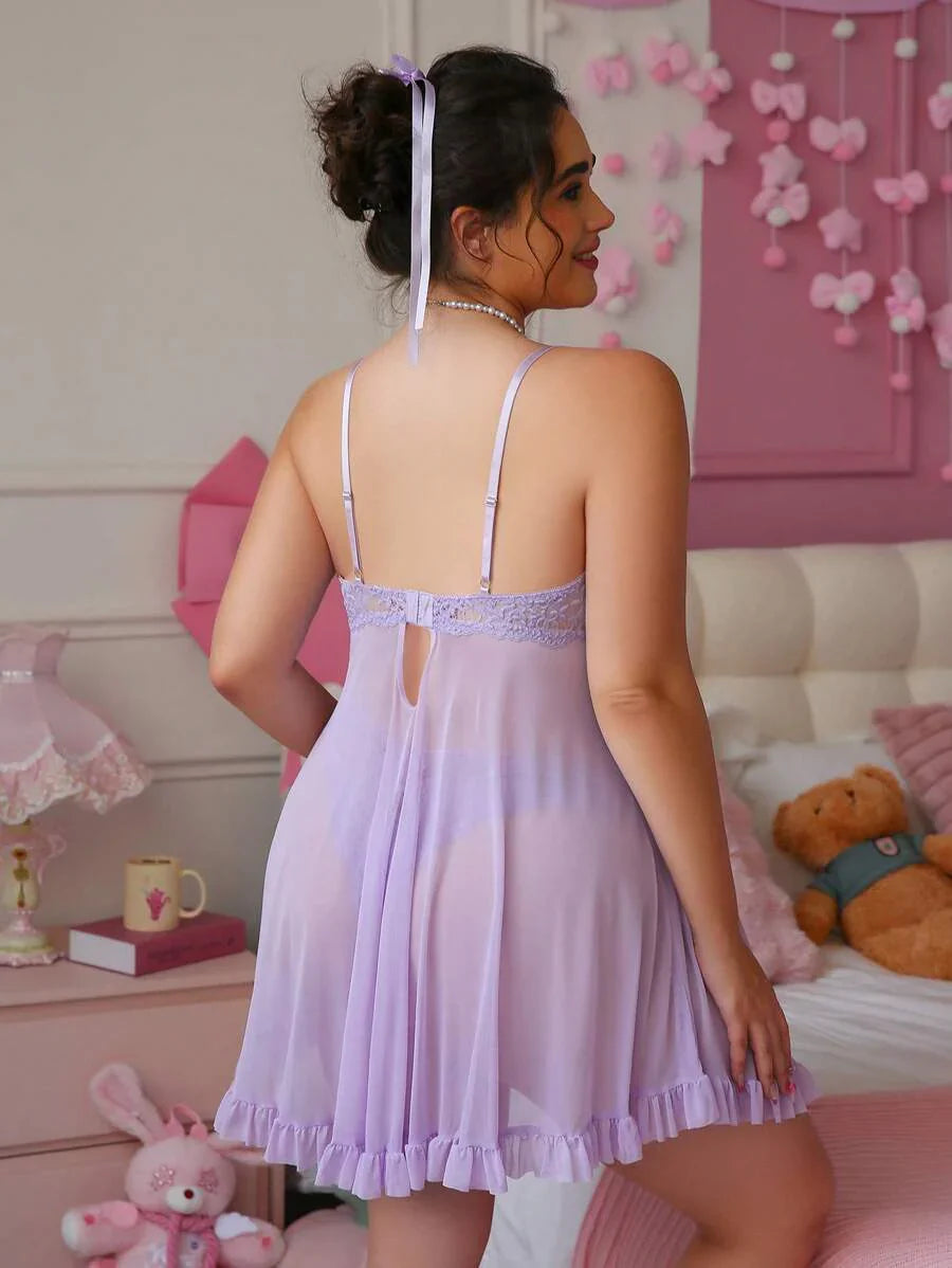 Ruby | Sheer Lace Babydoll Dress