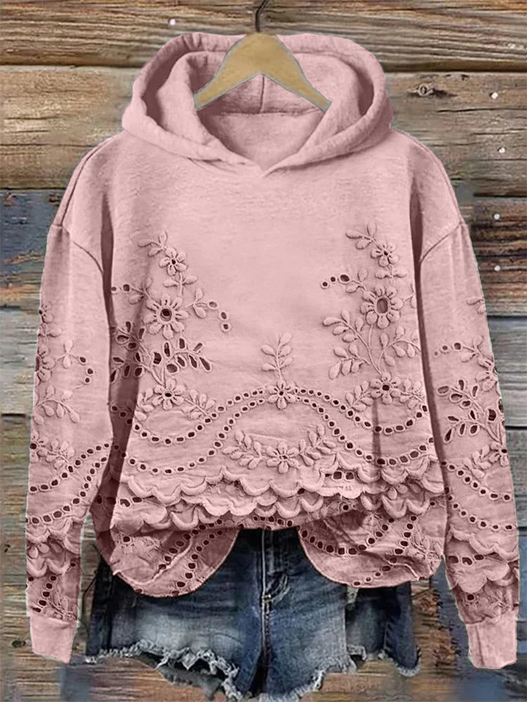 Amélie | Cozy Floral Textured Hoodie