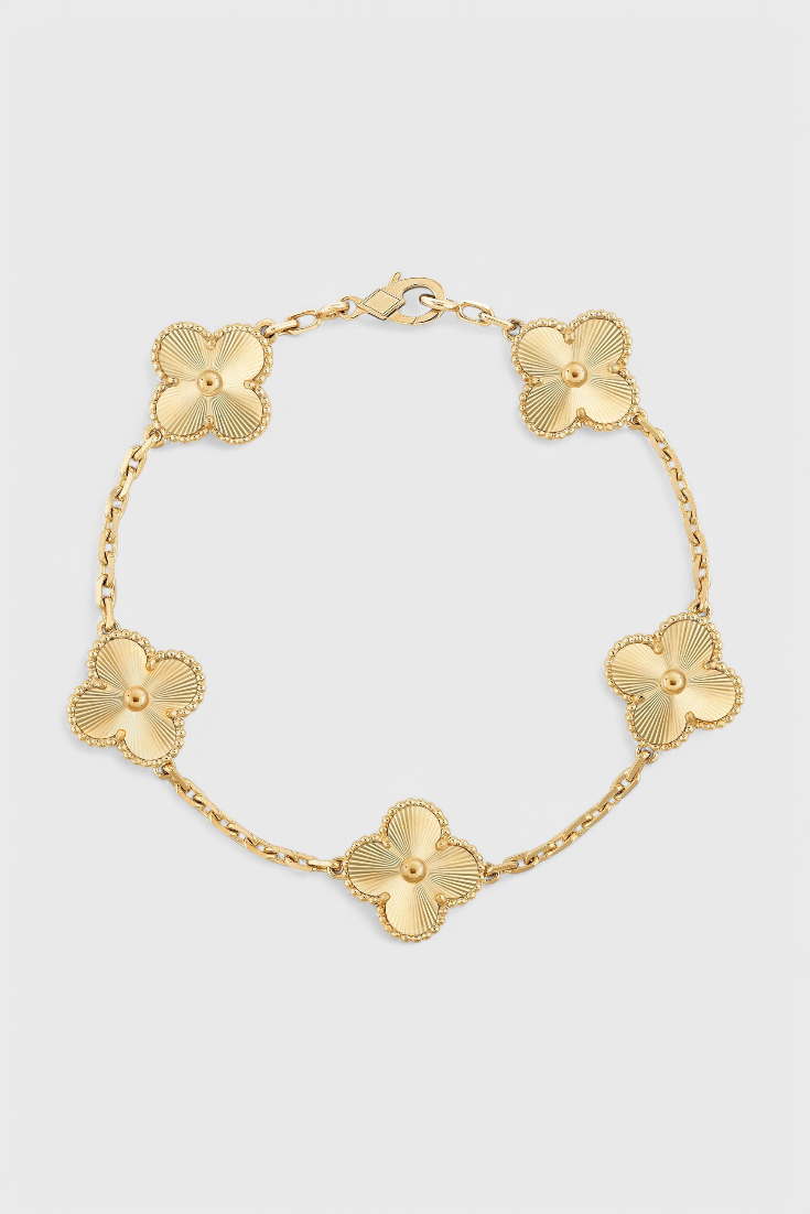 Gold Plated Shamrock and Elegance Motif Bracelet