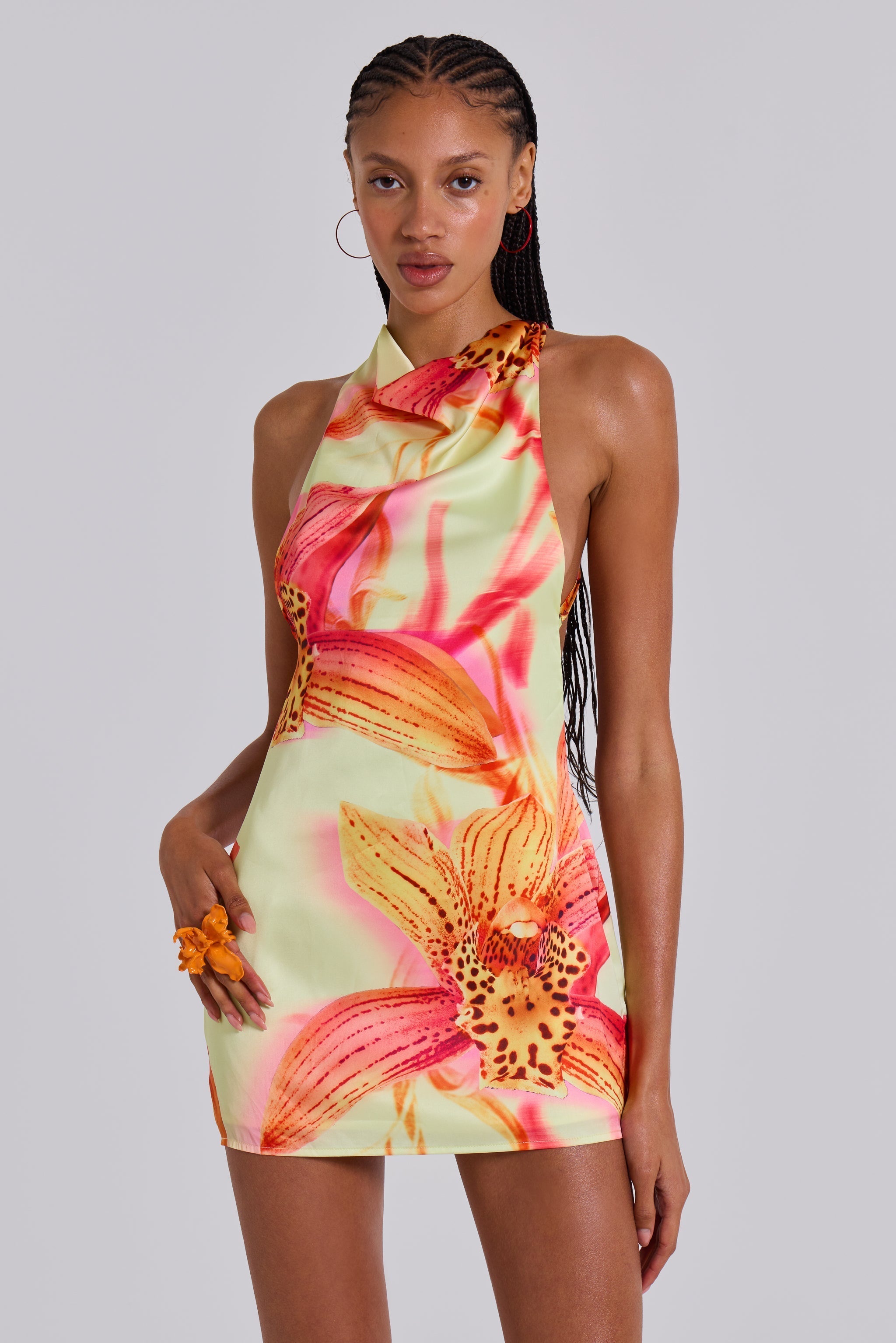 Lana | Tropical Halter Mini Dress