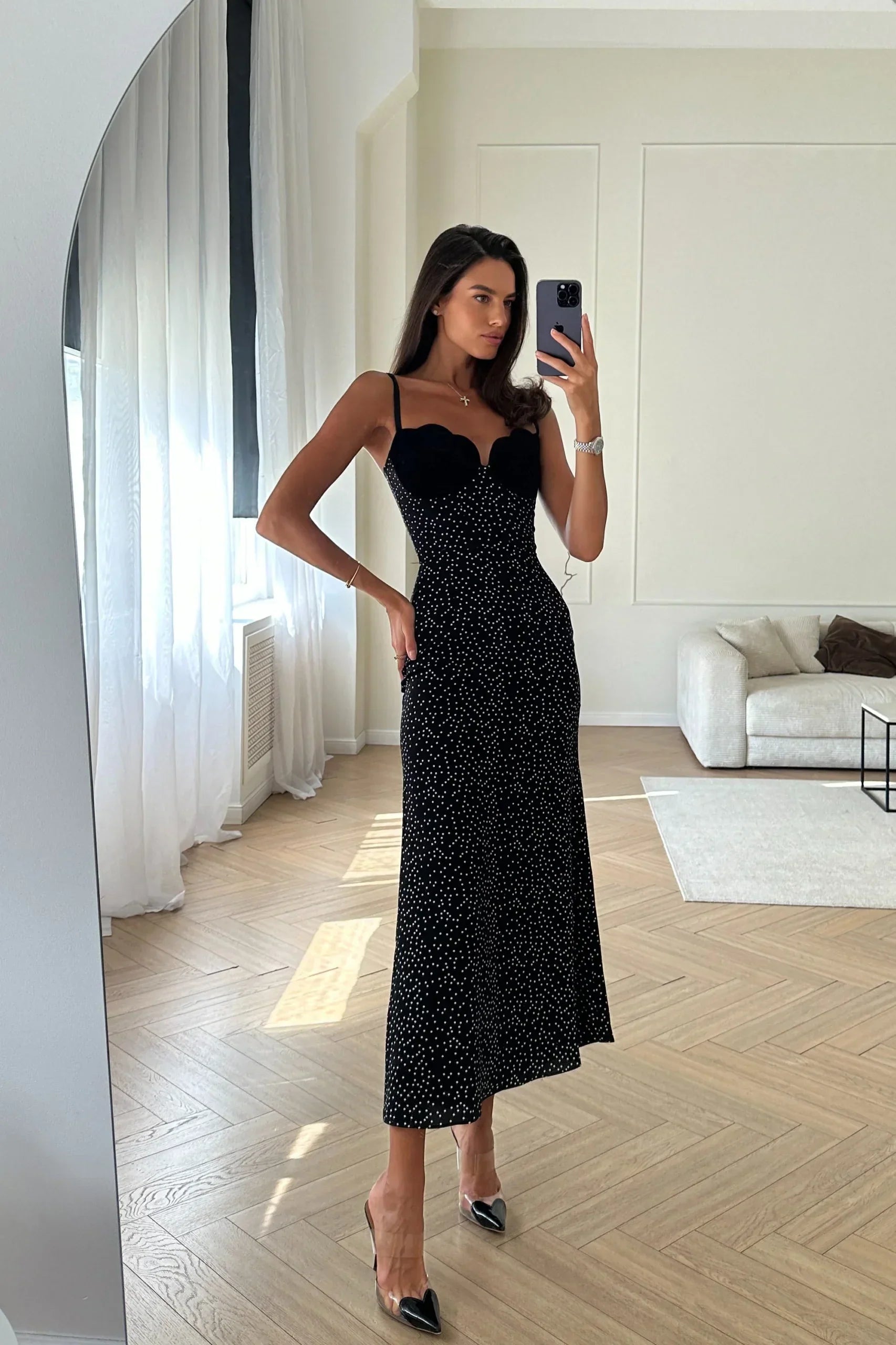 Selina | Polka Dot Midi Dress