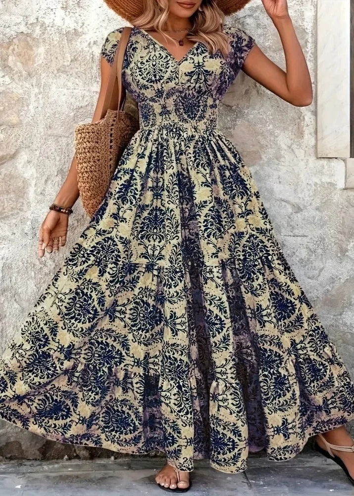 The Marisol – Bohemian V-Neck Maxi Dress