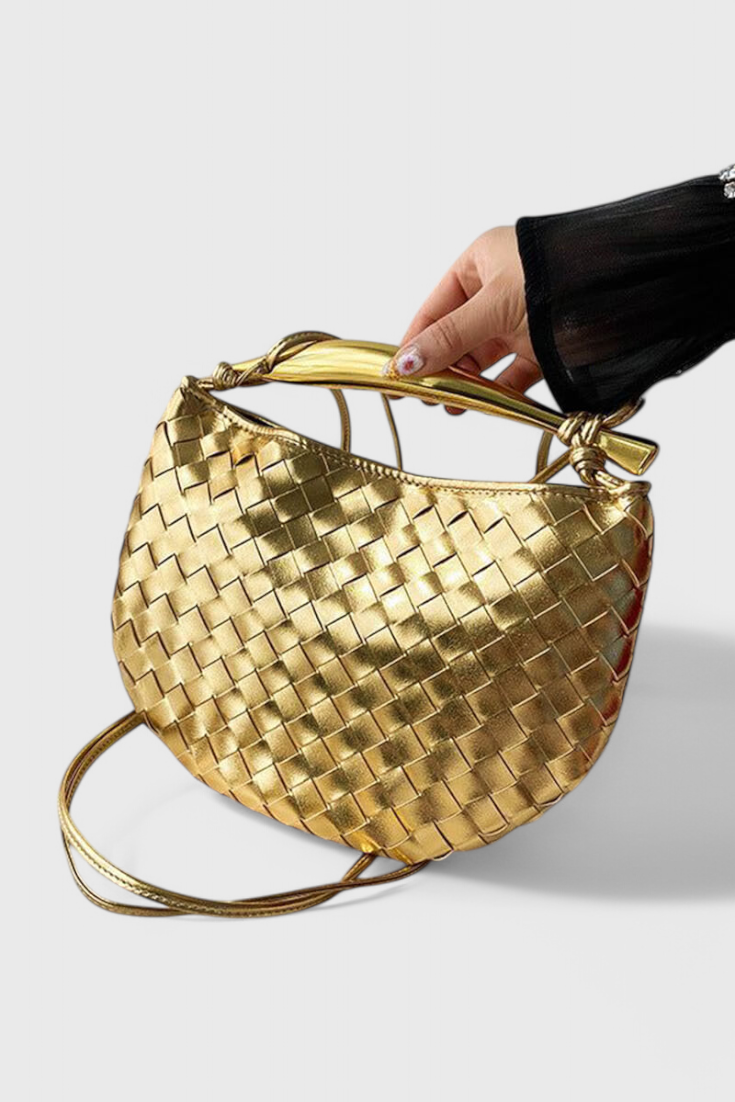 Gerda Woven Bag with Gold Handle