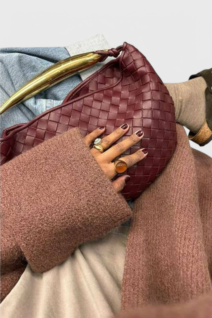 Gerda Woven Bag with Gold Handle