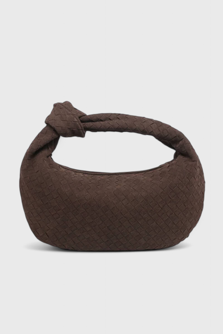 Lilac Medium Woven Handbag with Knot Detail