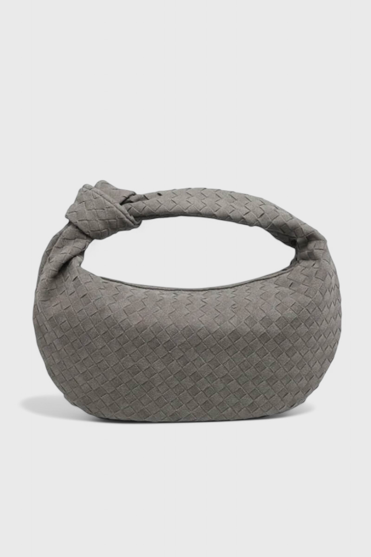 Lilac Medium Woven Handbag with Knot Detail