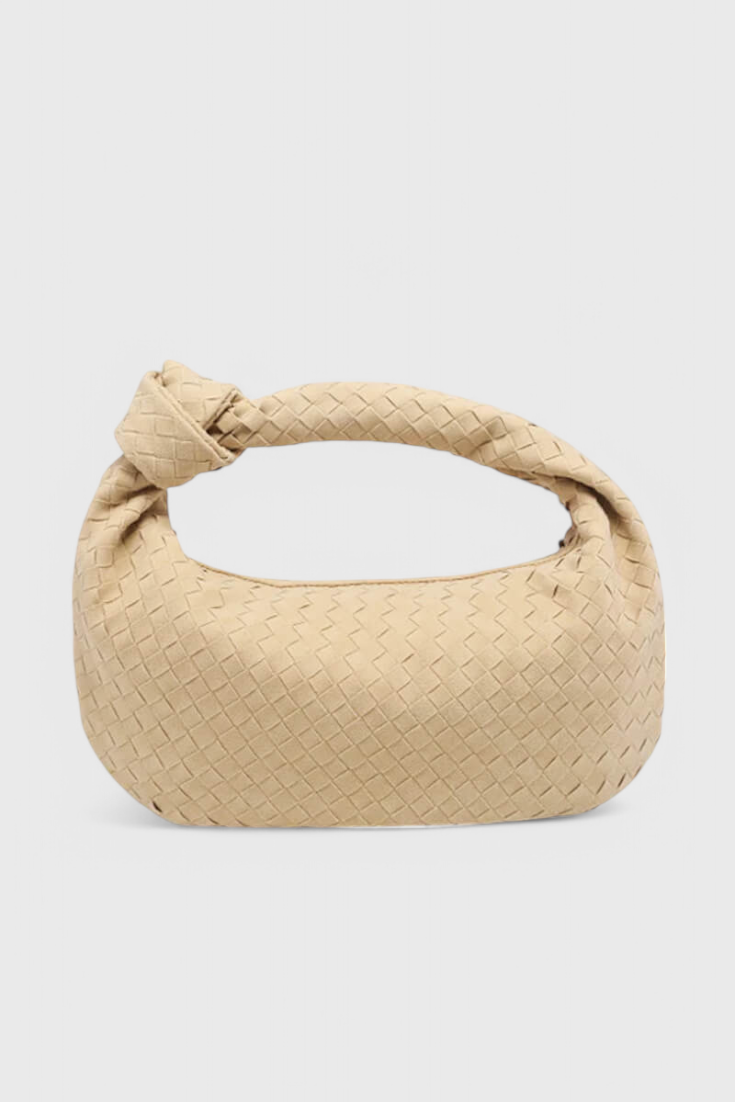 Lilac Medium Woven Handbag with Knot Detail
