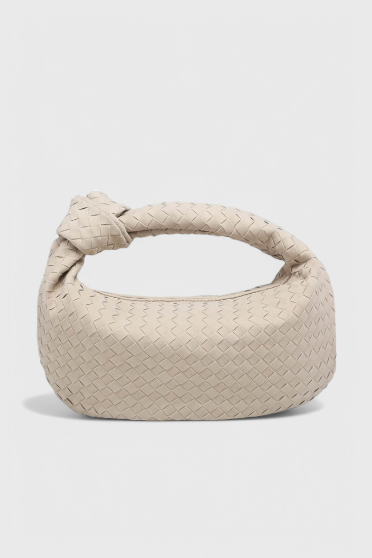 Lilac Medium Woven Handbag with Knot Detail