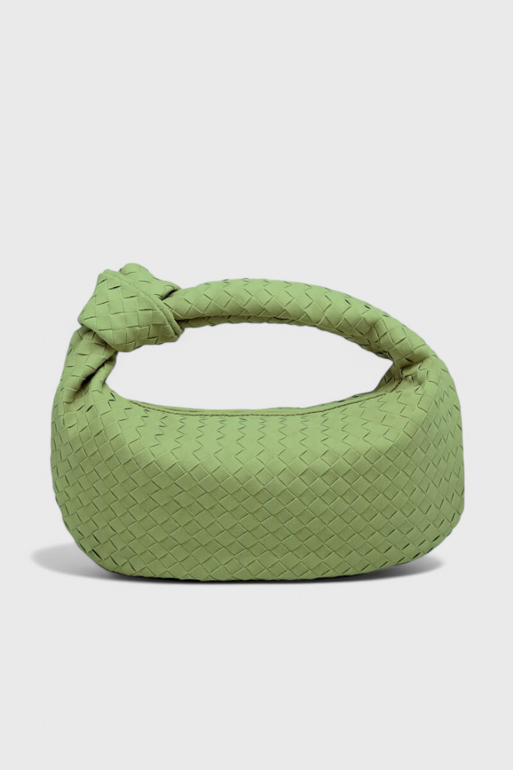 Lilac Medium Woven Handbag with Knot Detail