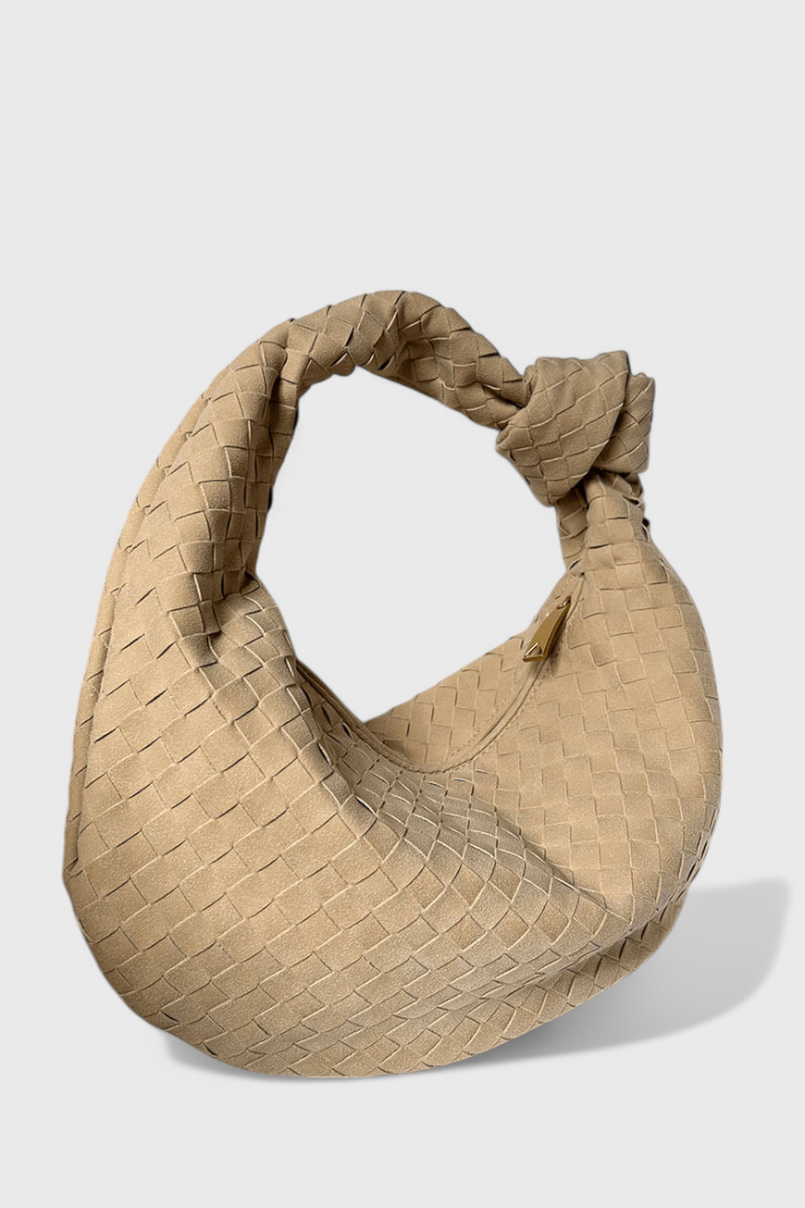 Lilac Medium Woven Handbag with Knot Detail