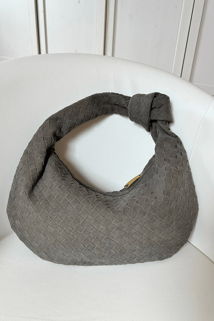 Lilac Medium Woven Handbag with Knot Detail