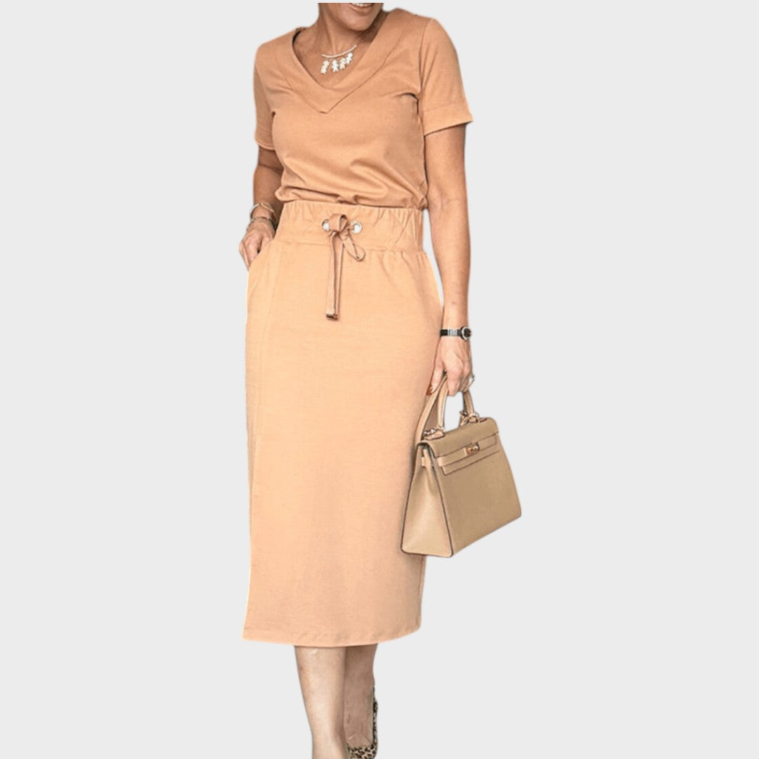 Aria | Elegant Top with V-Neck and Skirt