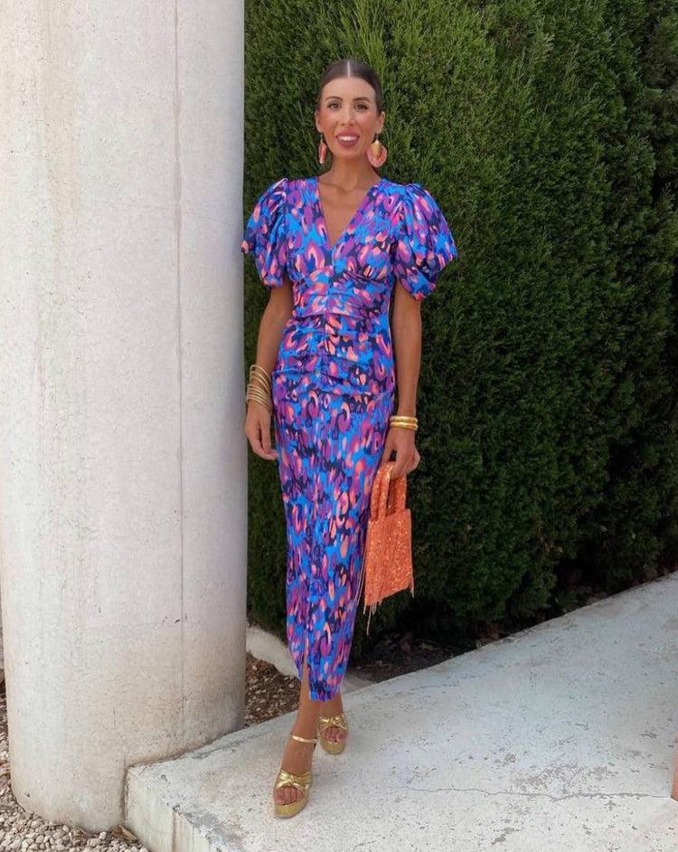 Loren - Midi Dress with Puffy Sleeves