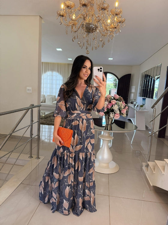 Julia - Long Floral Dress with Comfortable Fit for Elegant Days