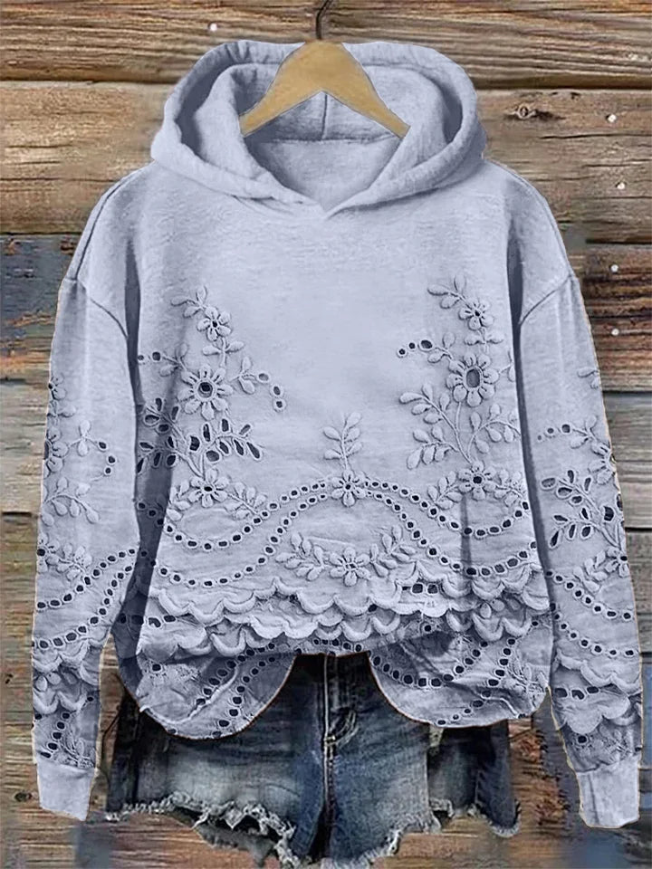 Amélie | Cozy Floral Textured Hoodie
