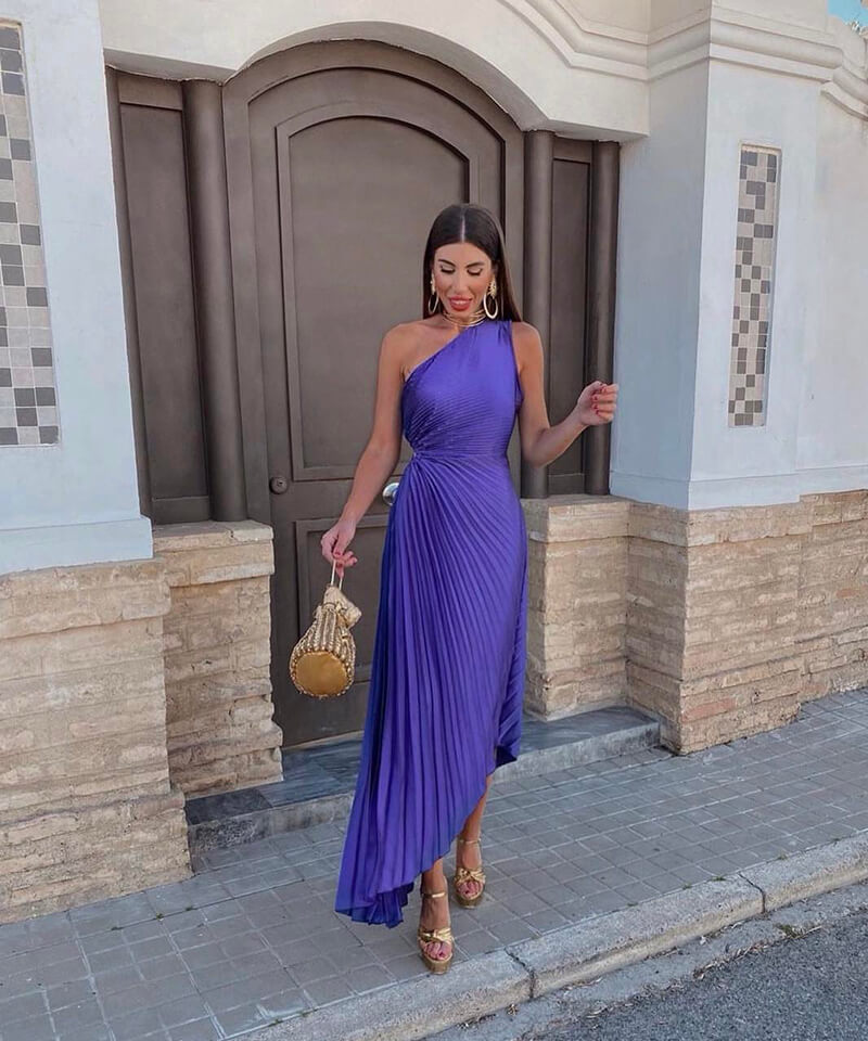 Marjorie - Elegant One-Shoulder Midi Dress