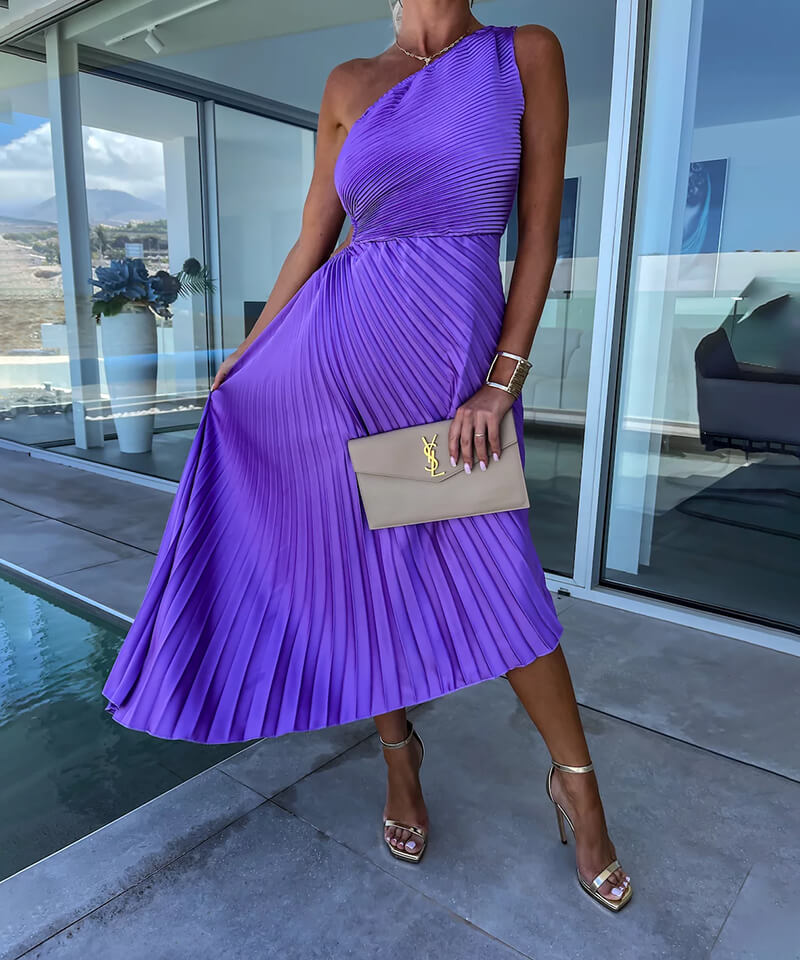 Marjorie - Elegant One-Shoulder Midi Dress