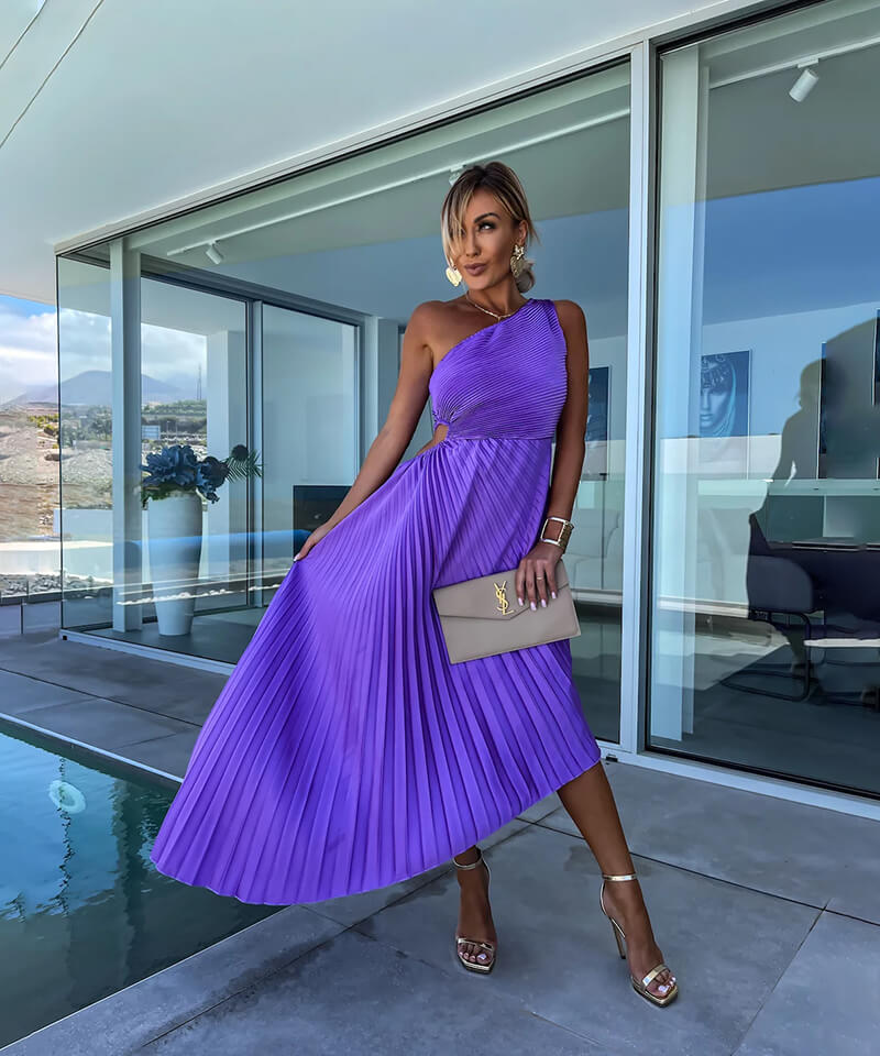 Marjorie - Elegant One-Shoulder Midi Dress