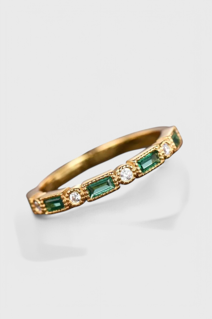 Gold Ring with Vintage Green Zirconia