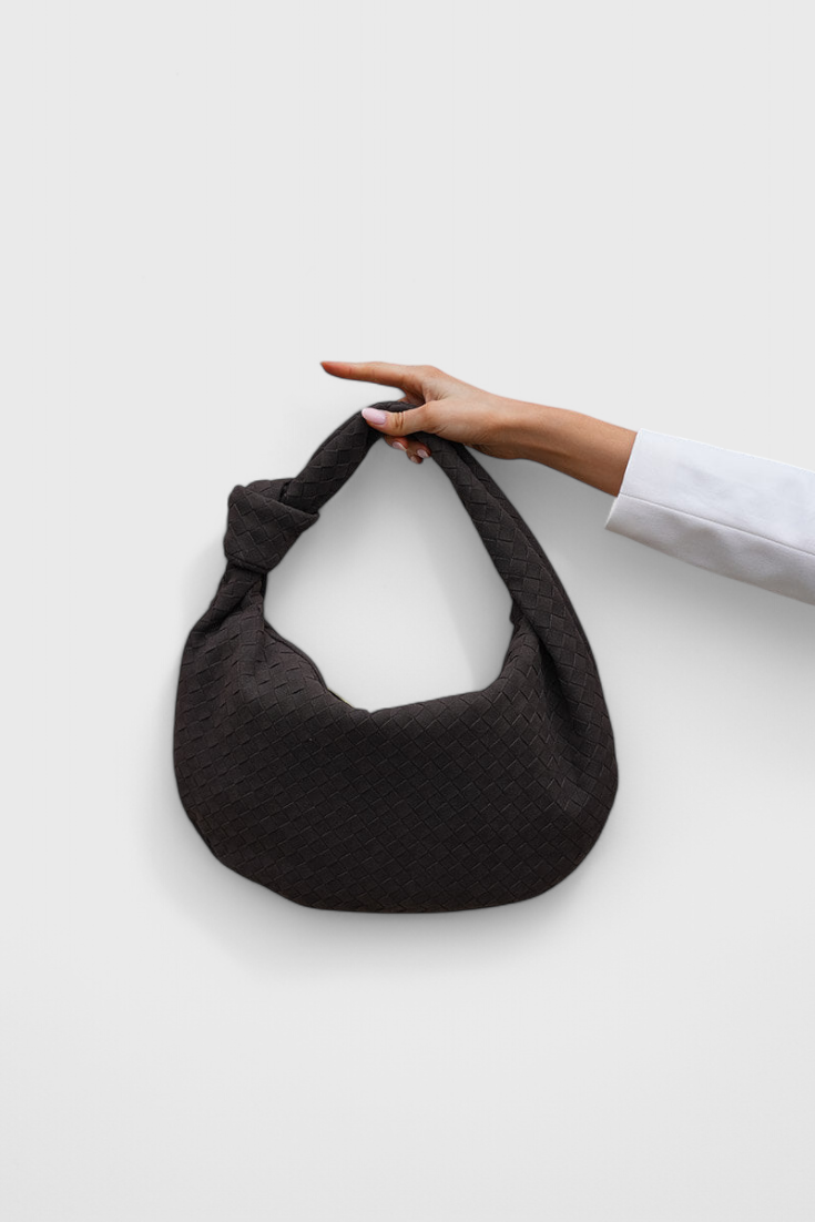 Lilac Medium Woven Handbag with Knot Detail