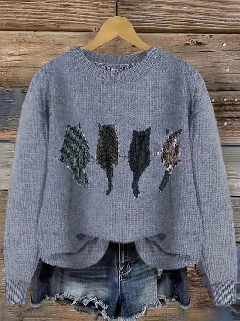 Urvana | Cat Printed Sweater