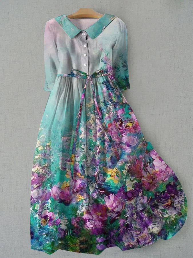 TERAH | Floral Dress with Waist Tie for Women