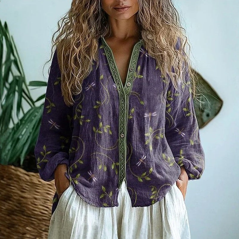Ambre | Leaf Printed Blouse