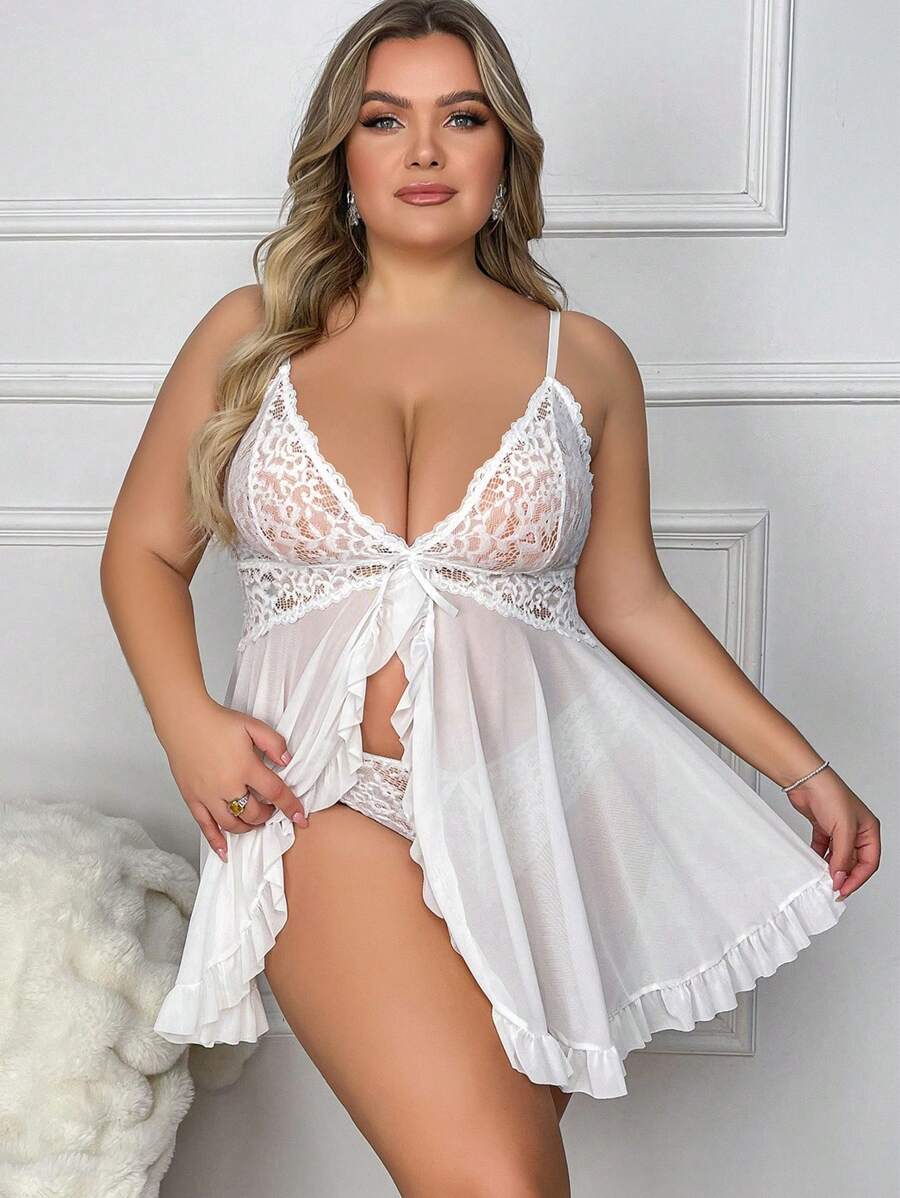 Ruby | Sheer Lace Babydoll Dress