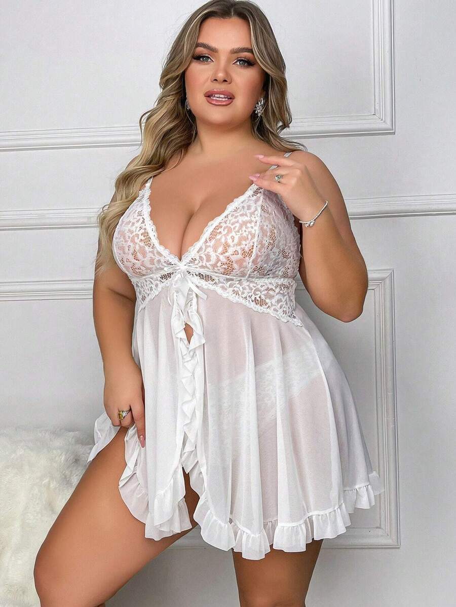 Ruby | Sheer Lace Babydoll Dress