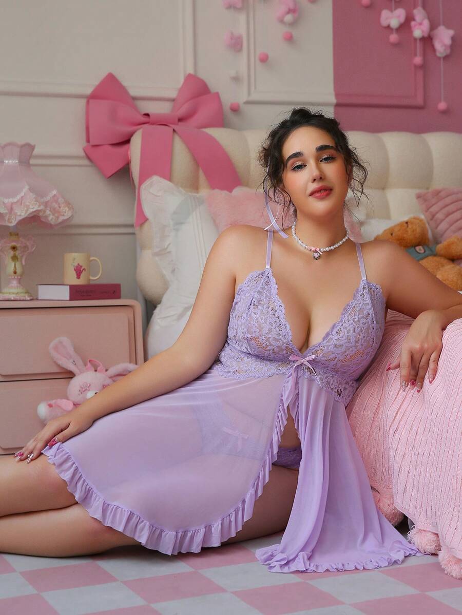 Ruby | Sheer Lace Babydoll Dress