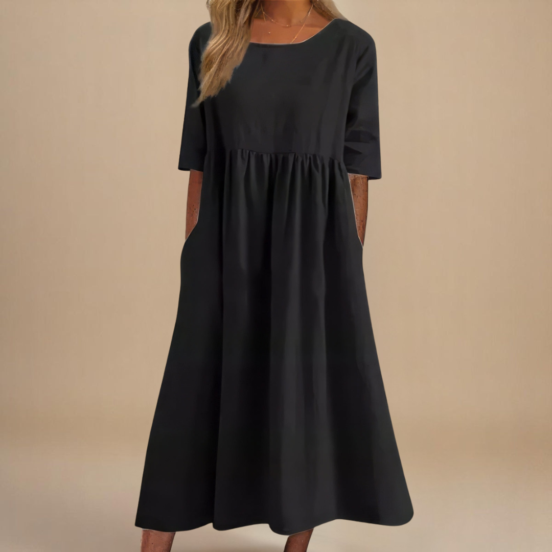 KATY | Linen dress with accentuated waist
