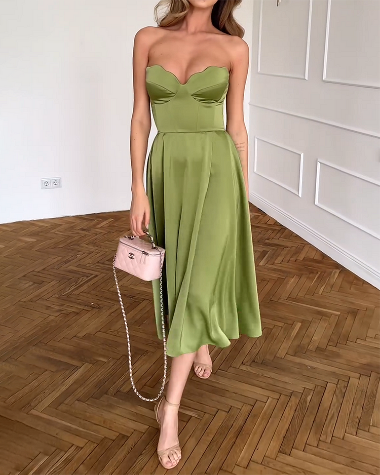 Bianca - Chic Midi Dress Without Straps