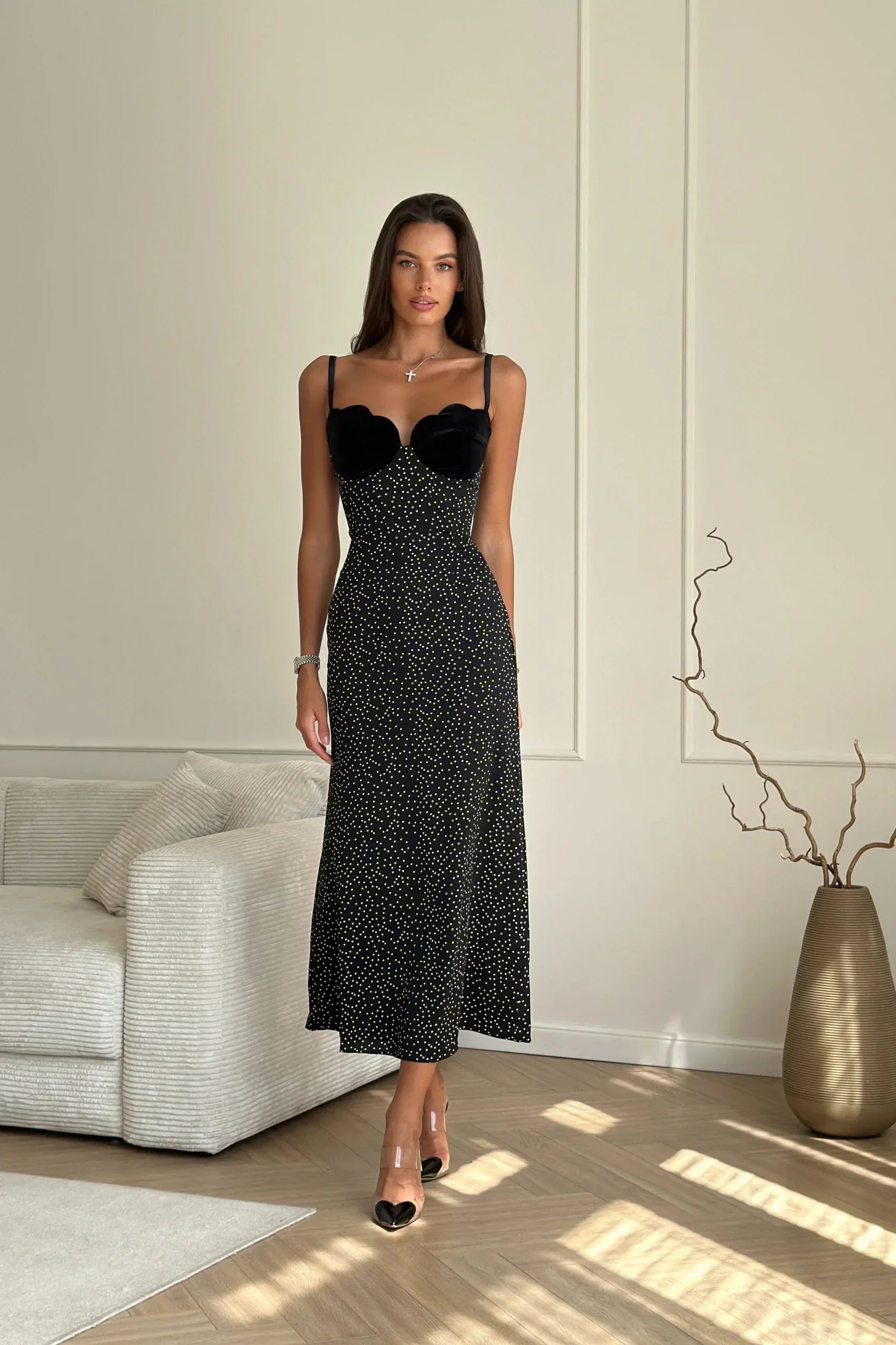 Selina | Polka Dot Midi Dress