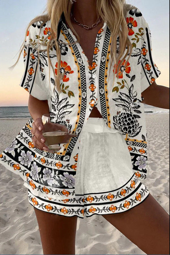 Irella | Short linen set with floral print