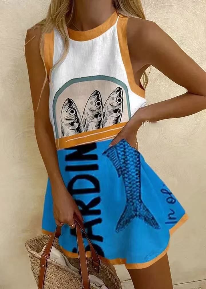 Isoria | Mini dress with blue print
