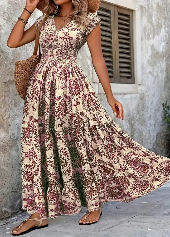 The Marisol – Bohemian V-Neck Maxi Dress
