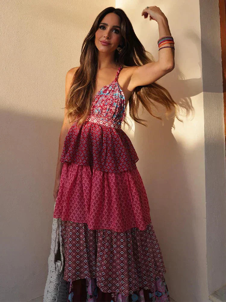 Mona - Classic Floral Pattern Maxi Dress