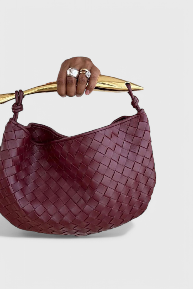 Gerda Woven Bag with Gold Handle
