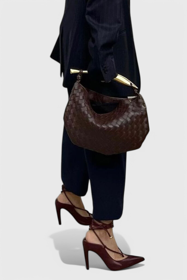 Gerda Woven Bag with Gold Handle