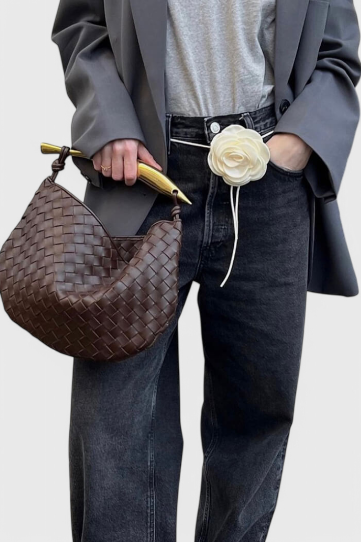 Gerda Woven Bag with Gold Handle