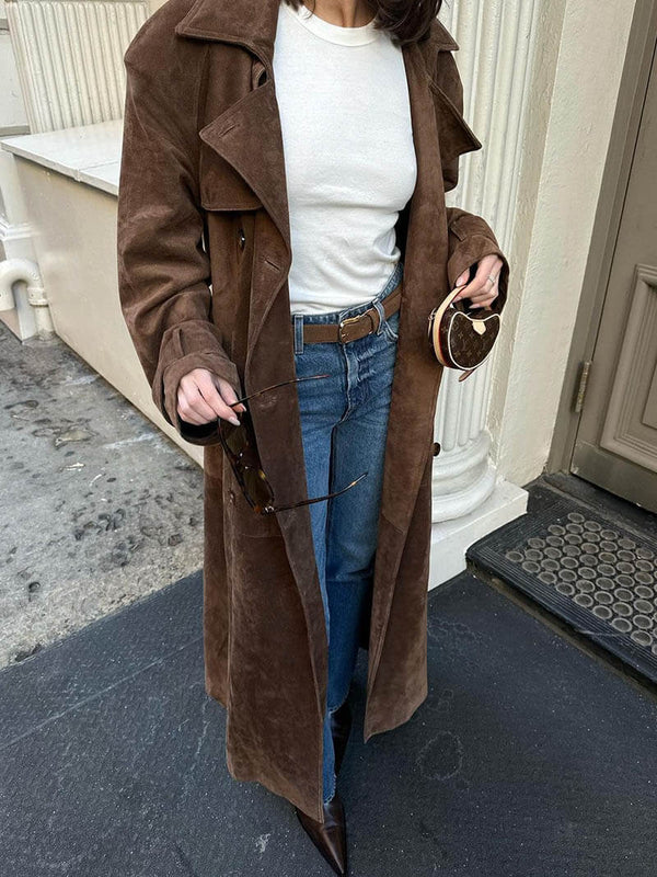 Suzanne| Classic Suede Trench Coat