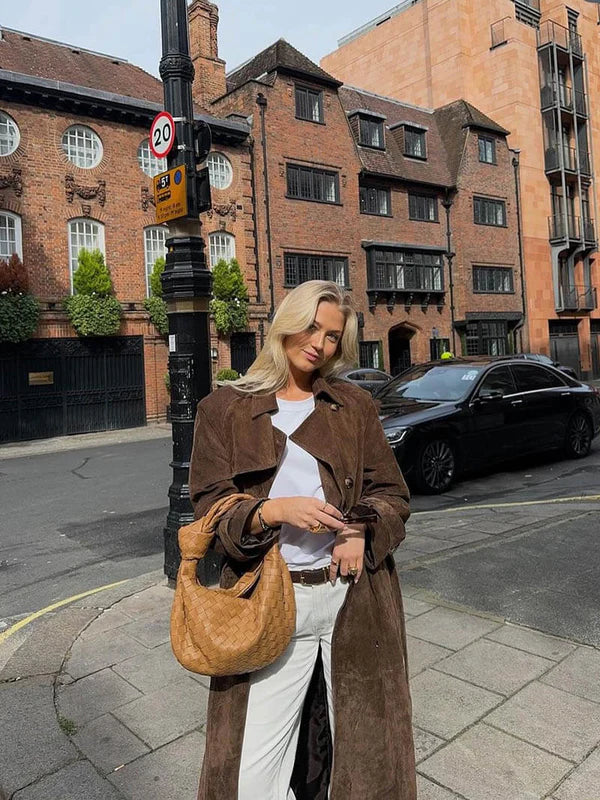 Suzanne| Classic Suede Trench Coat