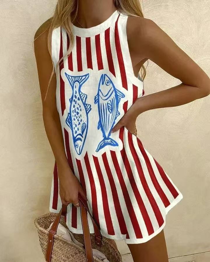 Delara | Mini dress with fish print