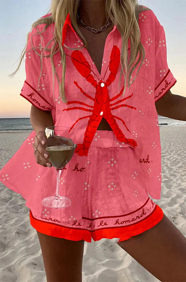 Pallina | Short Linen Set in Lobster Pink