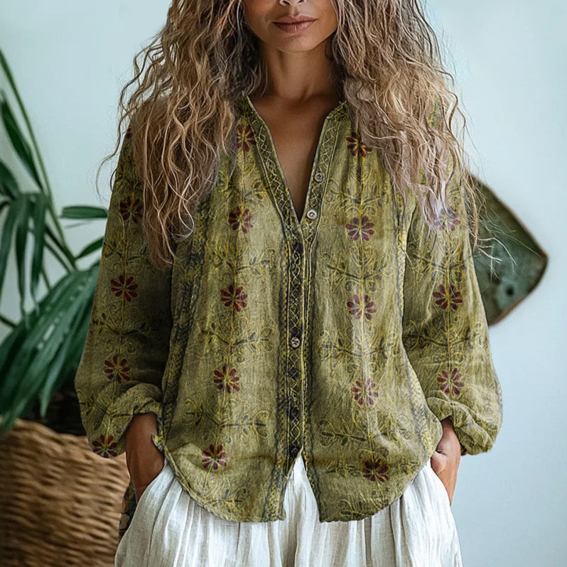 Ambre | Leaf Printed Blouse