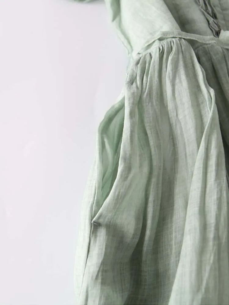 ARIAH | Women's Retro Style Dress with Round Neck and Waist Ties