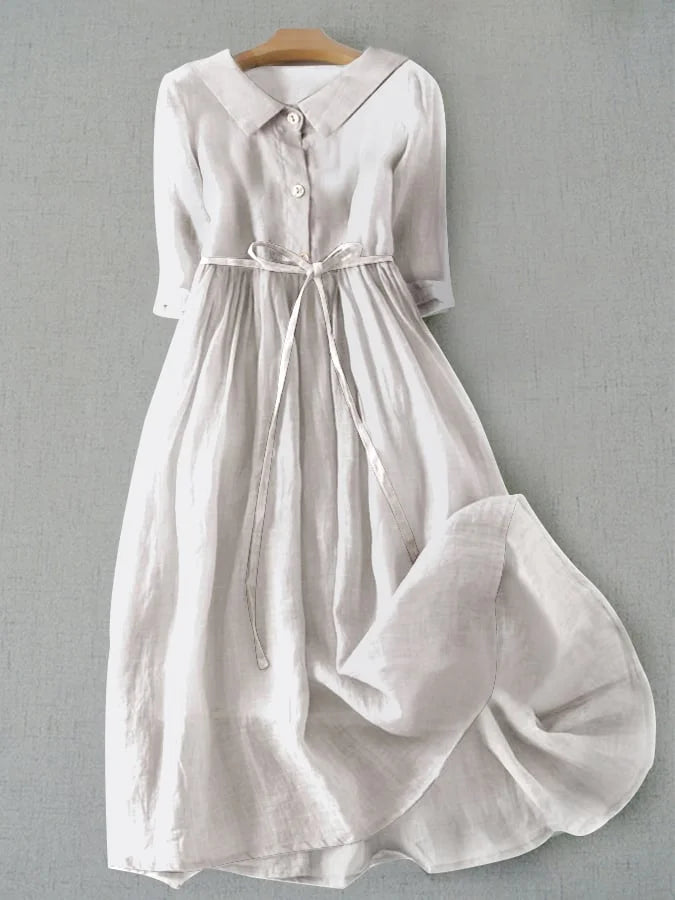 AZULAH | Elegant Short Sleeve Dress with Waist Tie